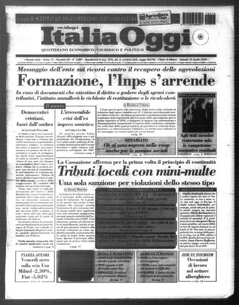 Italia oggi : quotidiano di economia finanza e politica